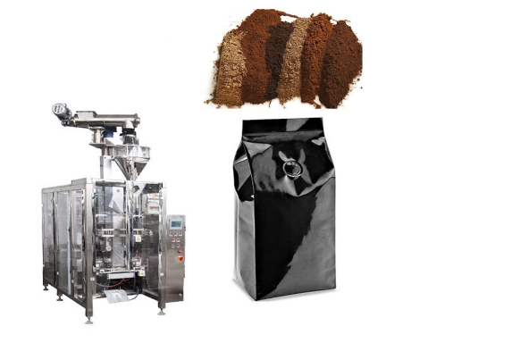 Automatische verticale verpakkingsmachine quad bag met ontgassingsventiel voor 250 g koffiepoeder